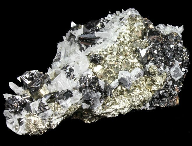 Galena, Sphalerite, Pyrite On Quartz- Bulgaria #38992